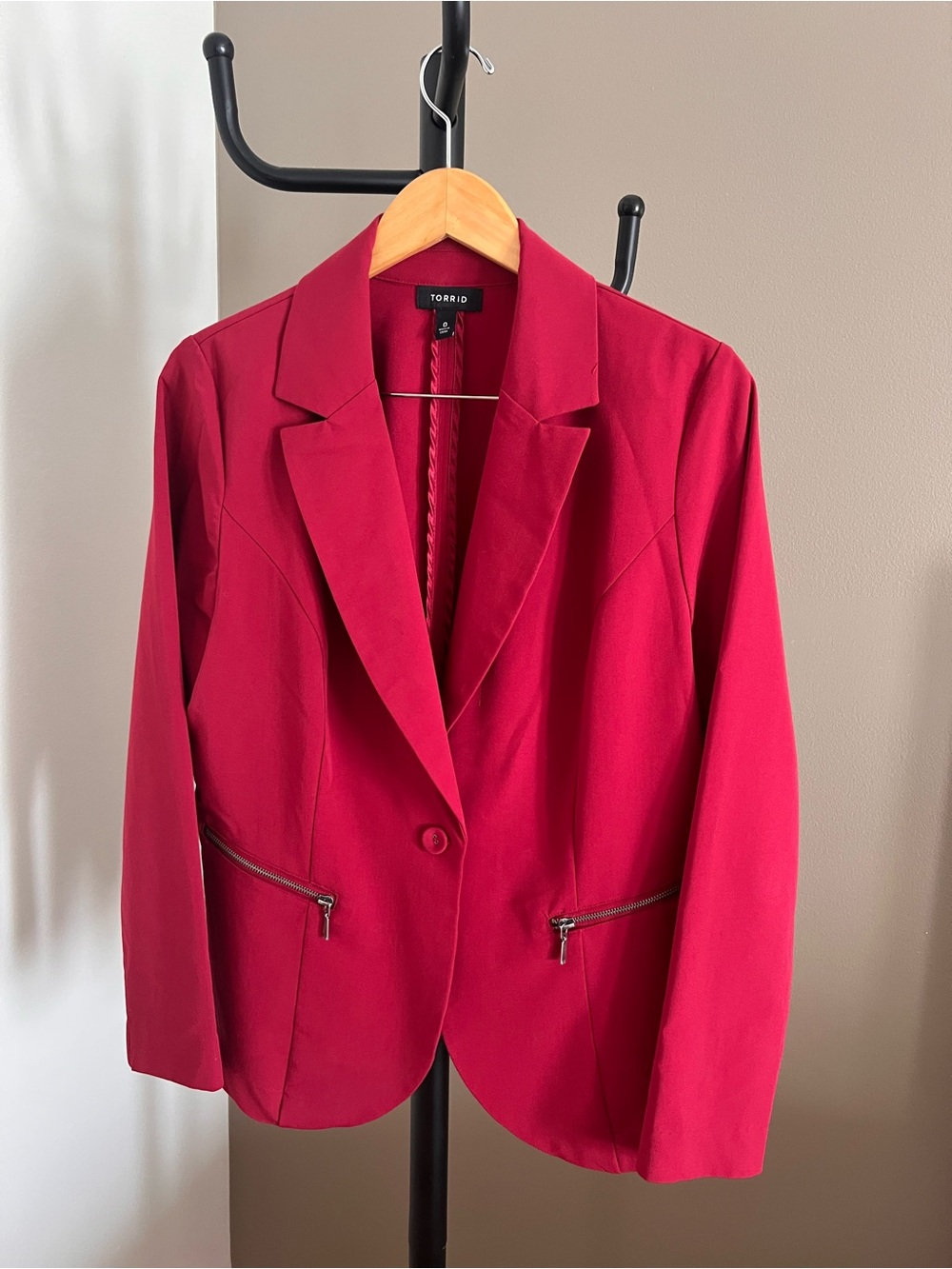 U.S. Plus Size 0 (16) - torrid Red Single-Button Blazer with Zip Pockets